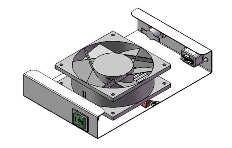 Вентиляторный модуль потолочный для ШКТ-НВ/НВ2-6U, 1 вентилятор с термодатчиком без шнура питания 35С ВМ-1П, фото 2