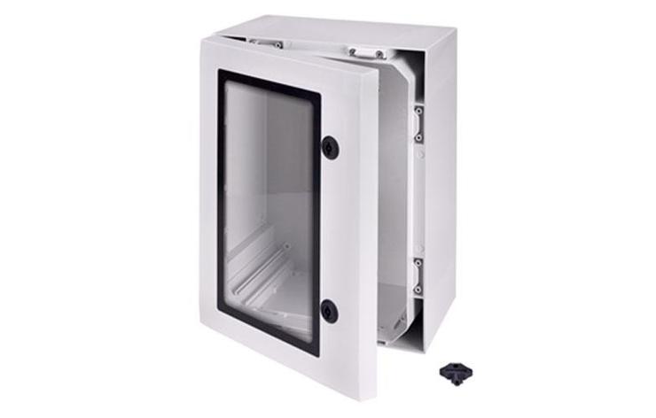ARCA 403021W Шкаф, армированный PC, дверца с прозрачным смотровым окном, два замка, петли на длинной стороне, фото 2