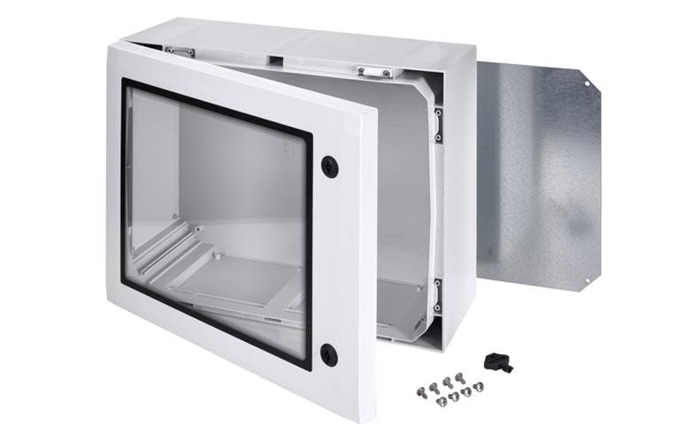 ARCA 507030W Шкаф, армированный PC, дверца с прозрачным смотровым окном, два замка, петли на короткой стороне