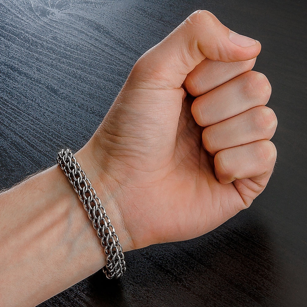 Мужской браслет плетение Питон. Серебро 925. Чернение