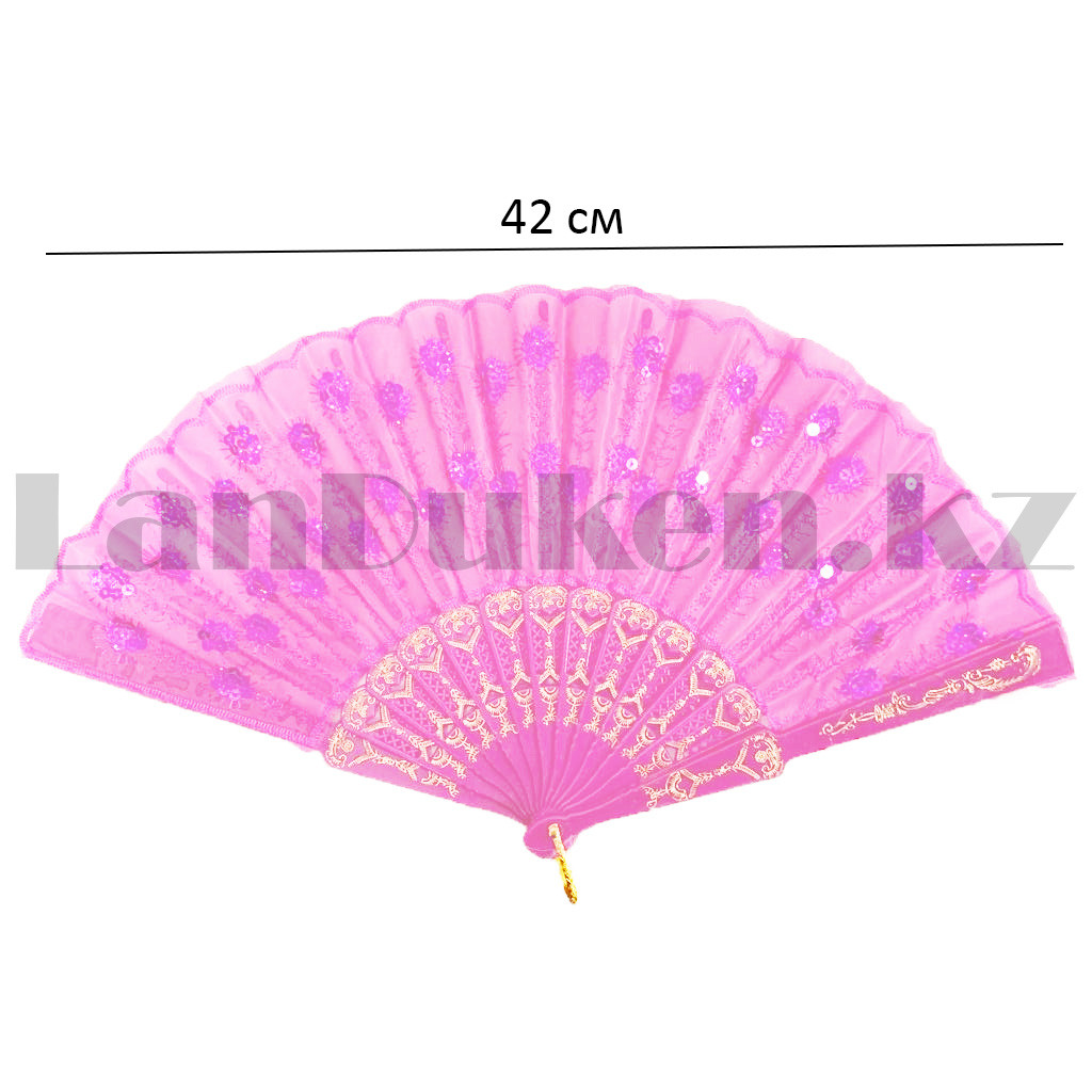 Веер со стразами 42 см розовая - фото 2 - id-p101025716