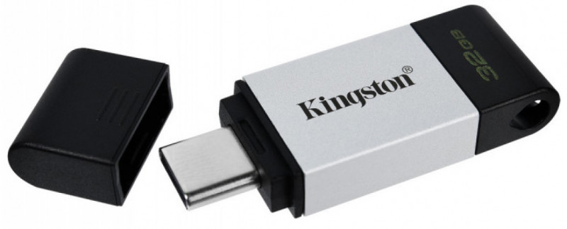 Флэш-накопитель Kingston 32Gb USB-C 3.2 Data Traveler 80 (Silver-Black) DT80/32GB