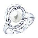 Кольцо из серебра с жемчугом и фианитами SOKOLOV 94012822 покрыто  родием, фото 6