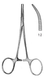 Зажимы изогнутый Halstead Mosquito FCPS CVD 1x2t 12,5 см