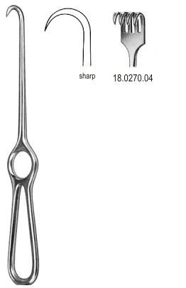 Крючки
Kocher Retractor 4pr. sharp 22cm