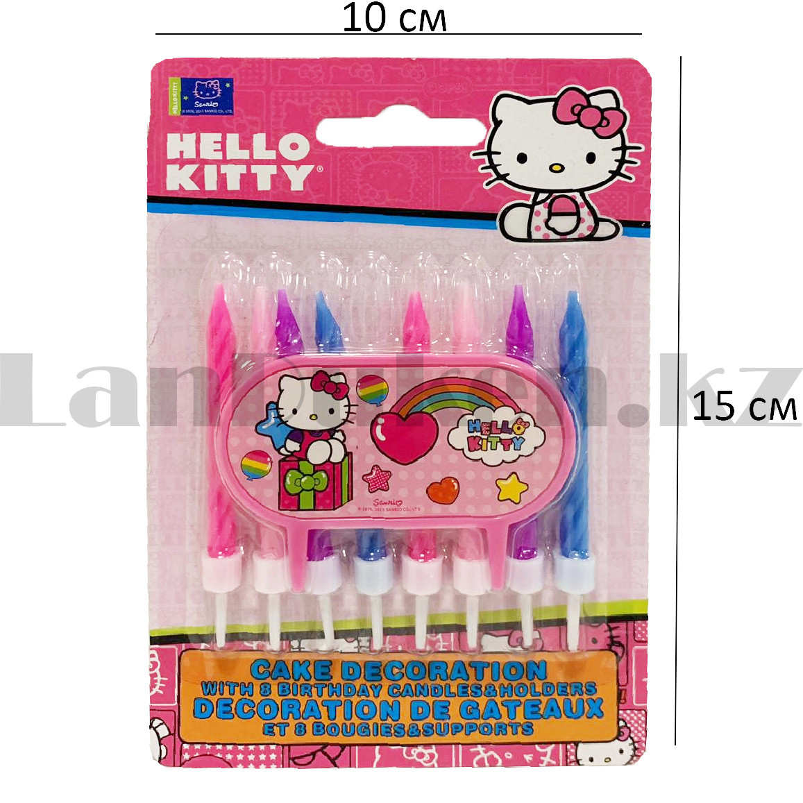 Набор свечей для торта Hello Kitty 8 штук разноцветные - фото 2 - id-p101038329