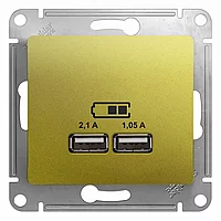 GLOSSA USB РОЗЕТКА A+A, 5В/2,1 А, 2х5В/1,05 А, механизм, ФИСТАШКОВЫЙ