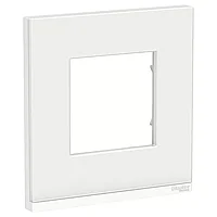 Рамка 1-ая горизонтальная белое стекло/белый UNICA PURE