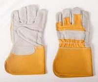 Перчатки спилковые "American Safety" бело-желтые