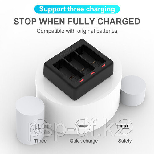 Зарядное устройство TELESIN 3-Channel Battery Charger для GoPro HERO9/10/11/12 - фото 1 - id-p101071390