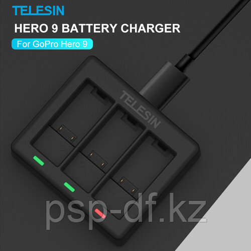 Зарядное устройство TELESIN 3-Channel Battery Charger для GoPro HERO9/10/11/12 - фото 2 - id-p101071390
