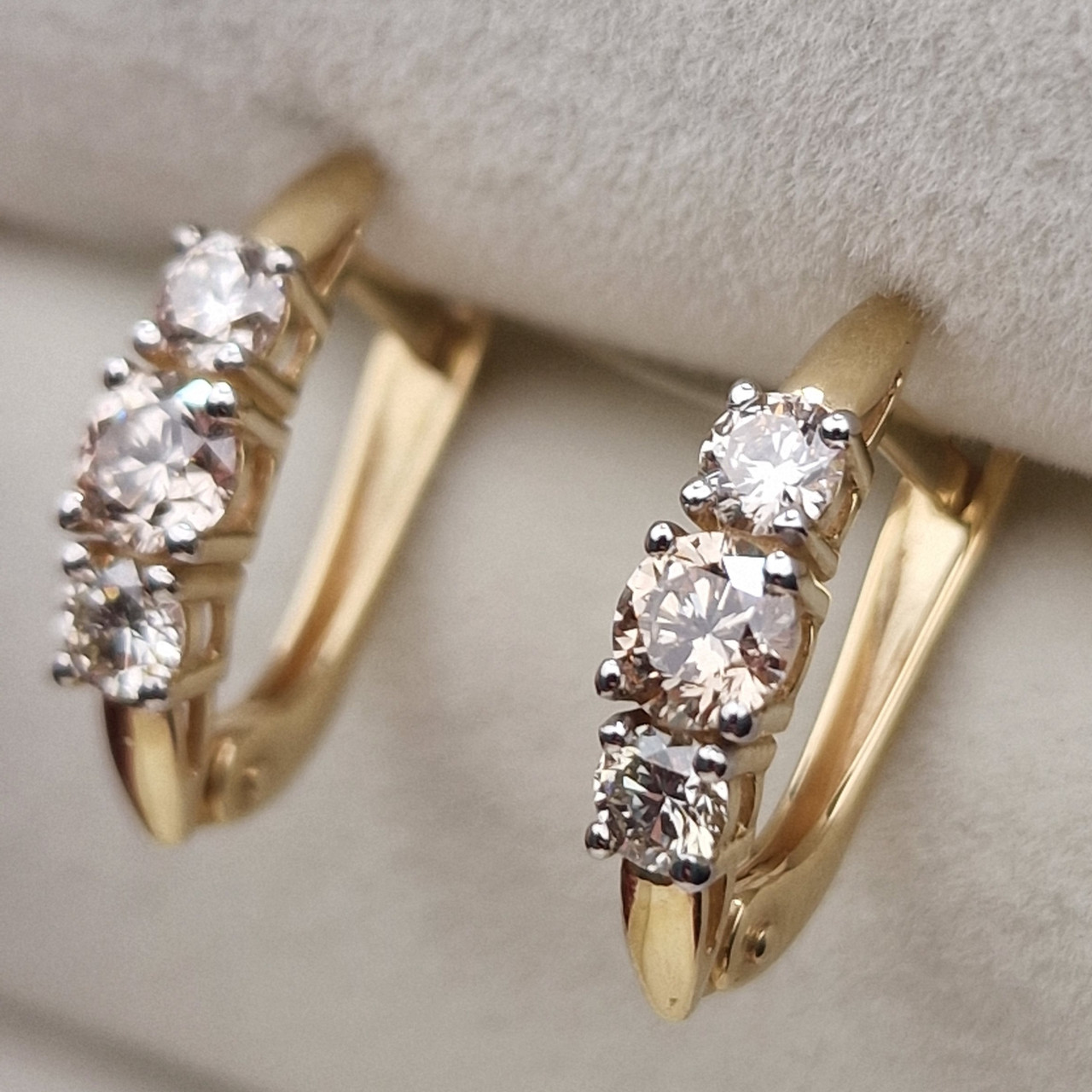Золотые серьги с бриллиантами 0.92Ct VS2/K,J VG-Cut