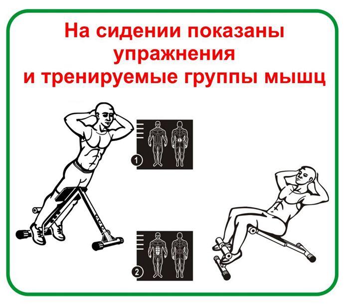 Скамья для пресса и мышц спины 120 кг Россия
