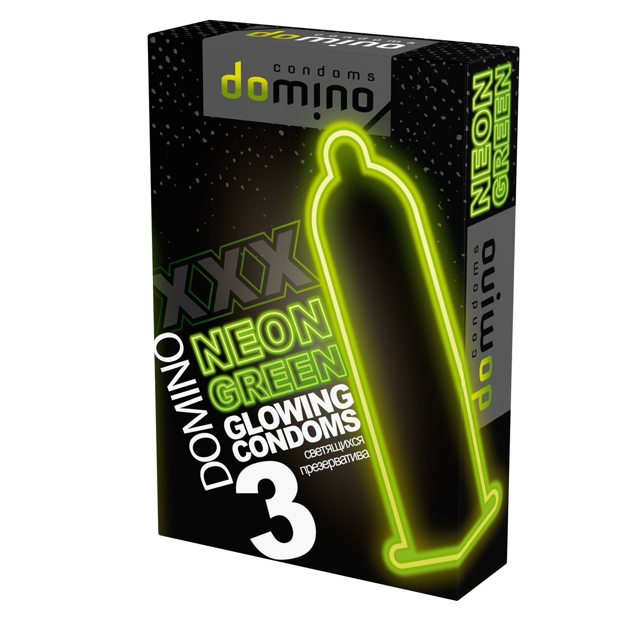 Неоновые презервативы DOMINO NEON GREEN, 3 штуки