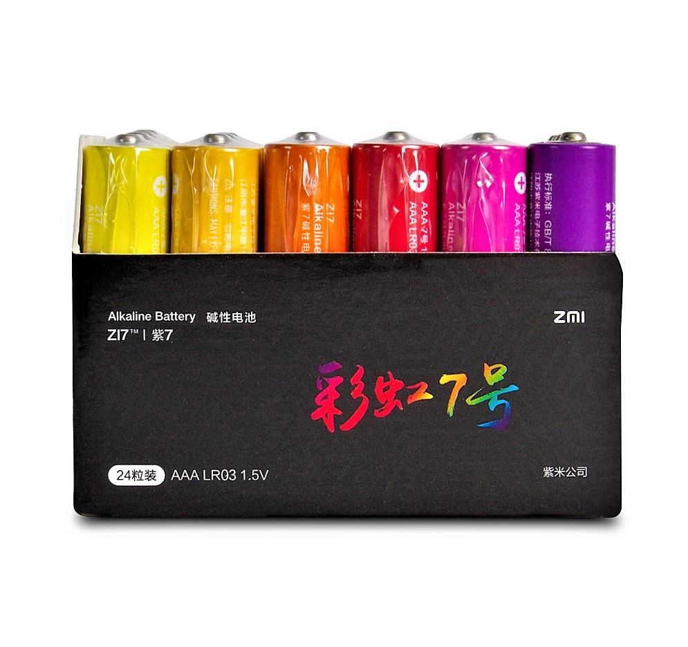 Батарейки Xiaomi ZMI AA724 Rainbow 7 AAA 24 шт упаковка - фото 3 - id-p77684919