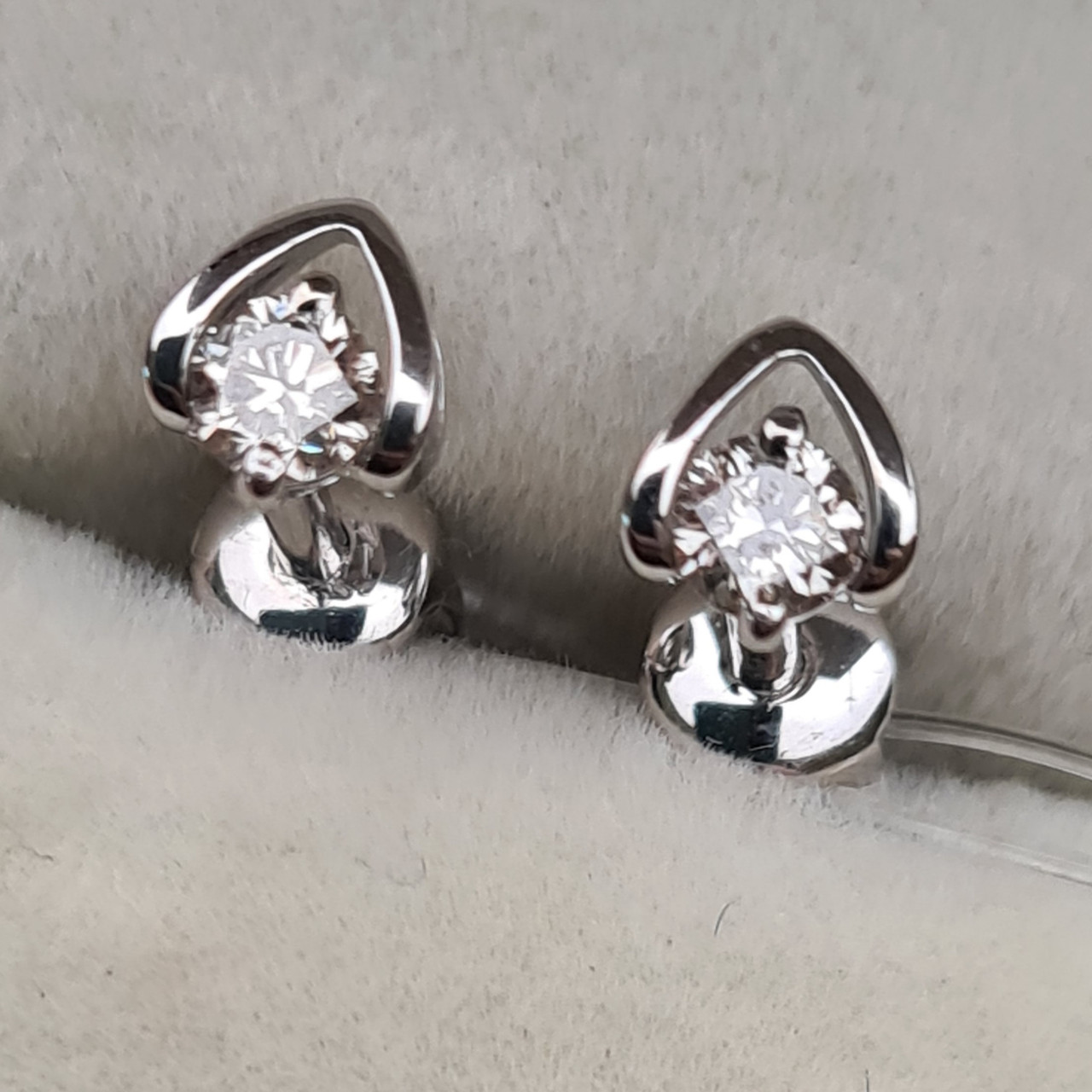 Золотые серьги с бриллиантами 0.25Ct VS2-SI1/M, EX-Cut