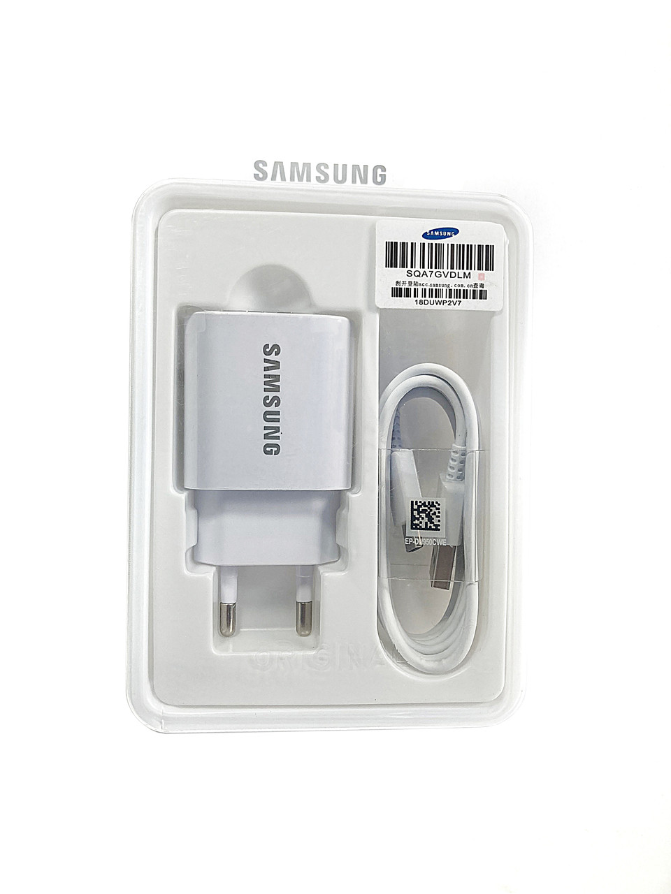 Зарядка USB (в розетку) Samsung 15W FC + кабель USB-C, для смартфонов/планшетов Samsung