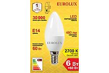 Лампа светодиодная EUROLUX LL-E-C37-6W-230-2,7K-E14, фото 3