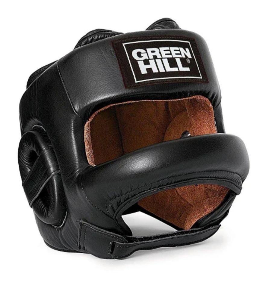 Боксерский шлем с бампером Green Hill (чёрный) кожа - фото 1 - id-p101109406