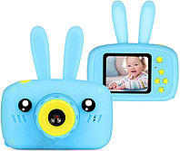 Детский фотоаппарат цифровой 20 mp с Ушками. Голубой Зайчик Встроенная память ШЫМКЕНТ