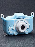 Детский фотоаппарат цифровой 20 mp Голубой цвет, Чехол КОТИК Встроенная память ШЫМКЕНТ