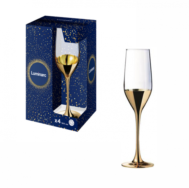 Набор бокалов для шампанского 160 мл Luminarc Electric Gold 4 шт. (P9301) - фото 2 - id-p101109538