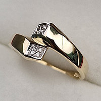 Золотое кольцо с бриллиантами 0.035Сt VS2/G, VG - Cut, фото 1