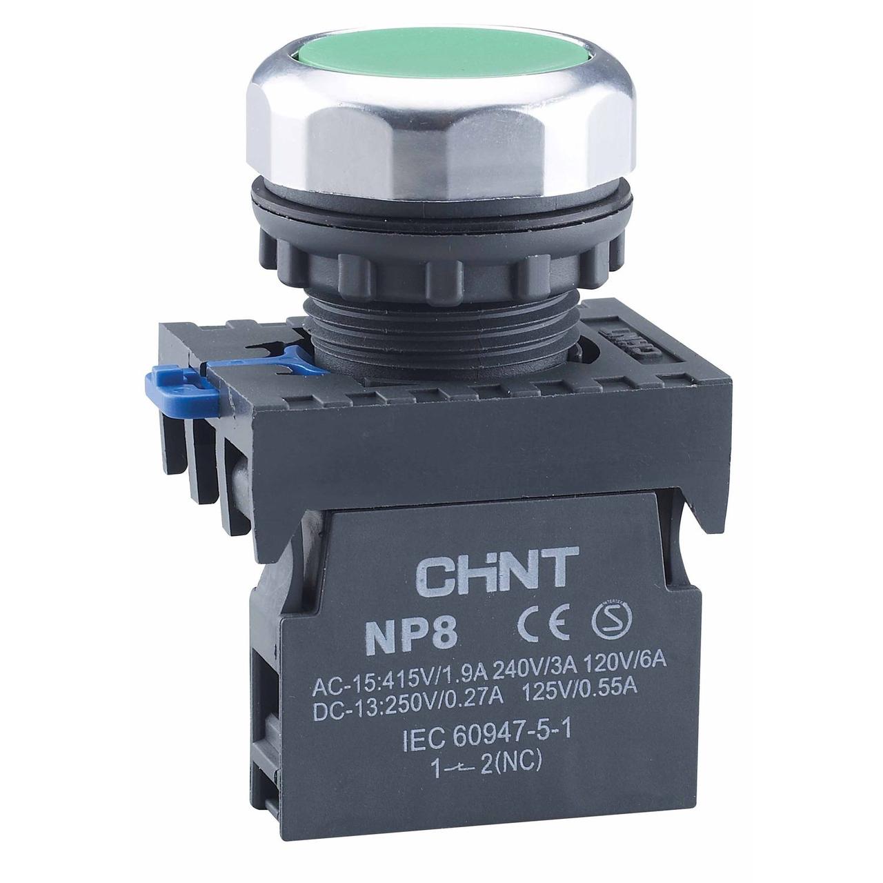 Кнопка управления NP8-10BN/3 без подсветки зеленая 1НО IP65 (R)(CHINT)