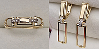 Золотой набор с бриллиантами (кольцо 0.029Сt VS1/G, VG - Cut , серьги 0.025Ct VS2/G, EX-Cut )