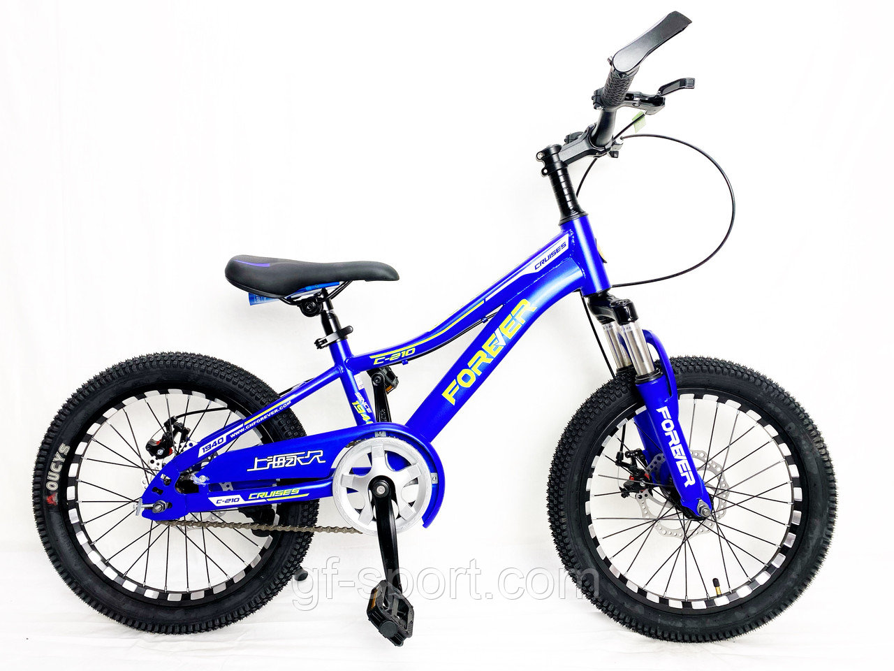 Велосипед Forever на дисковых тормозах синий оригинал детский с холостым ходом 18 размер (542-18)
