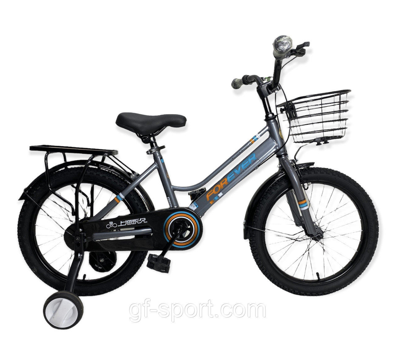 Велосипед Forever серый оригинал детский с холостым ходом 18 размер (545-18)