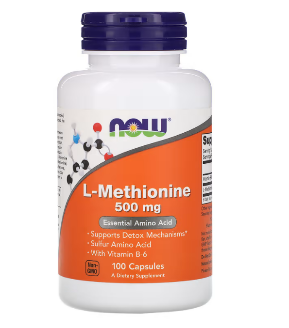 NOW Foods, L-метионин, 500 мг, 100 капсул