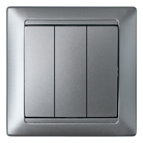Выключатель 3-клавишный скрытой установки, серия СТИЛЬ, С0510-805 серебро - фото 1 - id-p100810339