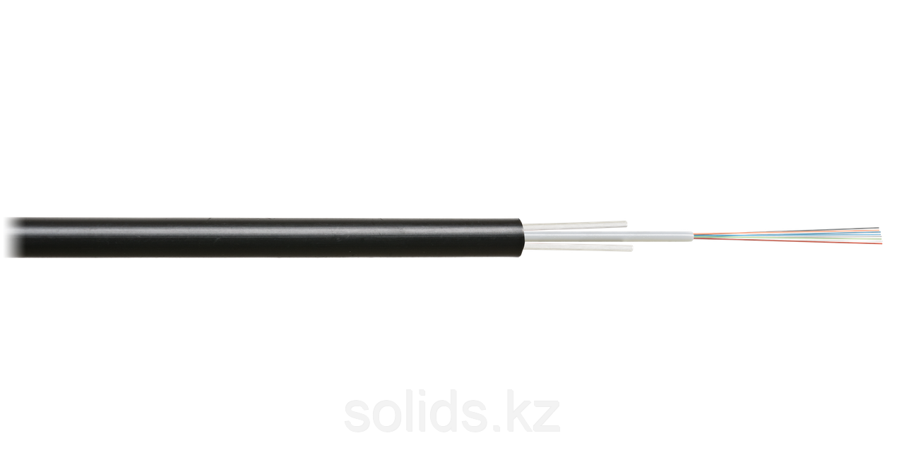 Кабель оптический 4 волокна SM 9/125 G.657.A1 внешний круглый с прутками 0.5кН, PE, черный
