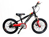 Велосипед Forever на дисковых тормозах черно-красный оригинал детский с холостым ходом 18 размер (551-18)