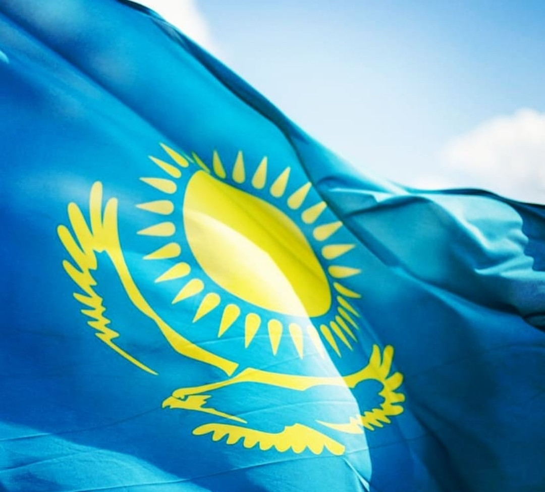 Флаг Республики Казахстан, размер 1*2 м, политекс, шелкография