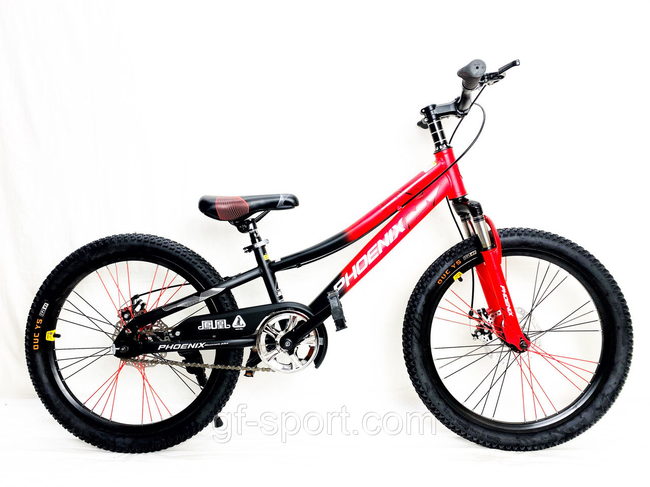 Велосипед Phoenix на дисковых тормозах черно-красный оригинал детский с холостым ходом 22 размер (555-22)