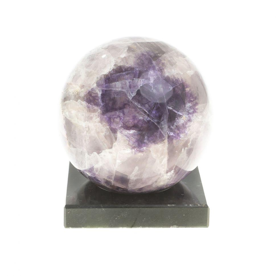 Шар из флюорита 7 см на каменной подставке / шар декоративный / шар для медитаций / каменный шар / сувенир из - фото 2 - id-p101160659