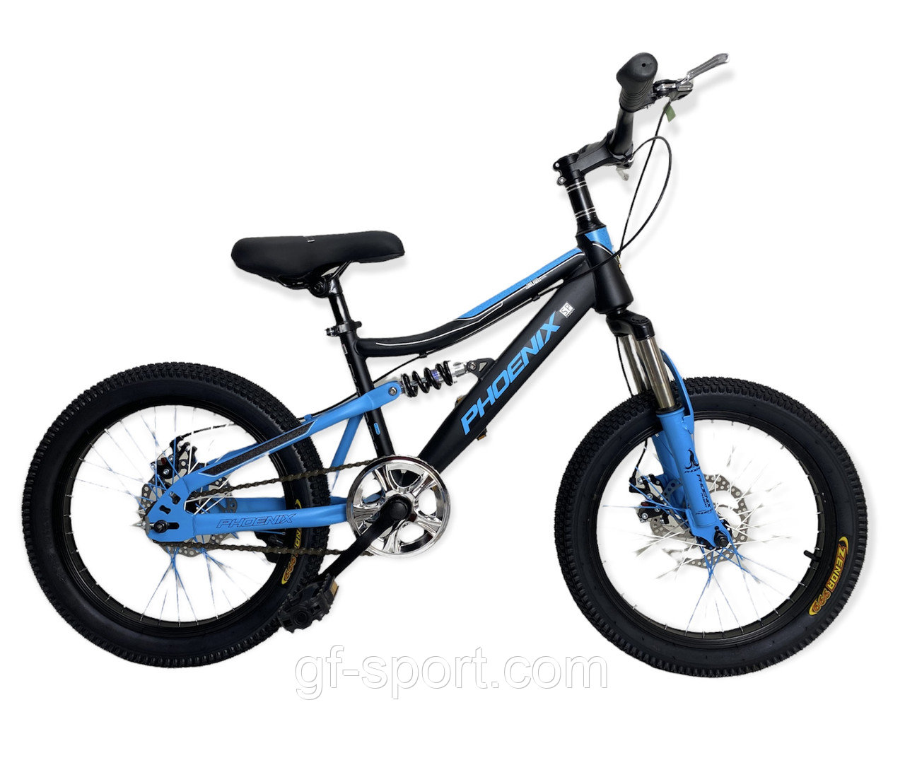 Велосипед Phoenix на дисковых тормозах синий оригинал детский с двойным амортизатором 18 размер (556-18)