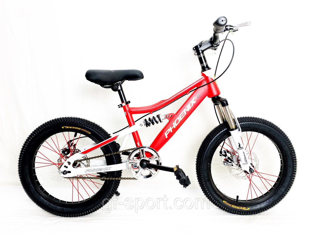 Велосипед Phoenix на дисковых тормозах красный оригинал детский с двойным амортизатором 20 размер (556-20)