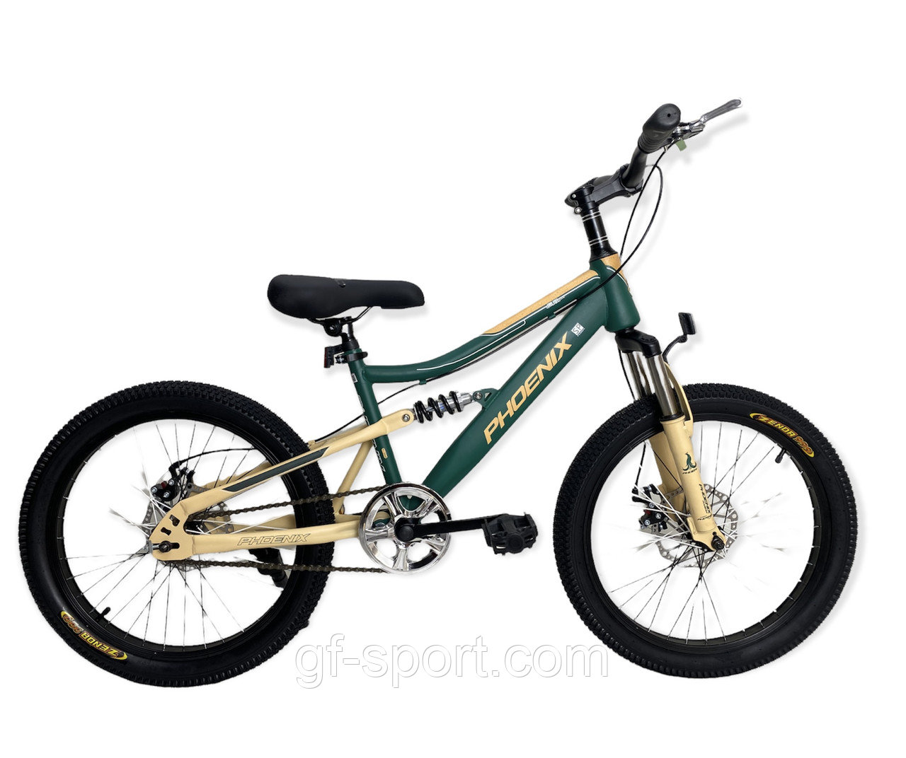 Велосипед Phoenix на дисковых тормозах хаки оригинал детский с двойным амортизатором 20 размер (556-20)