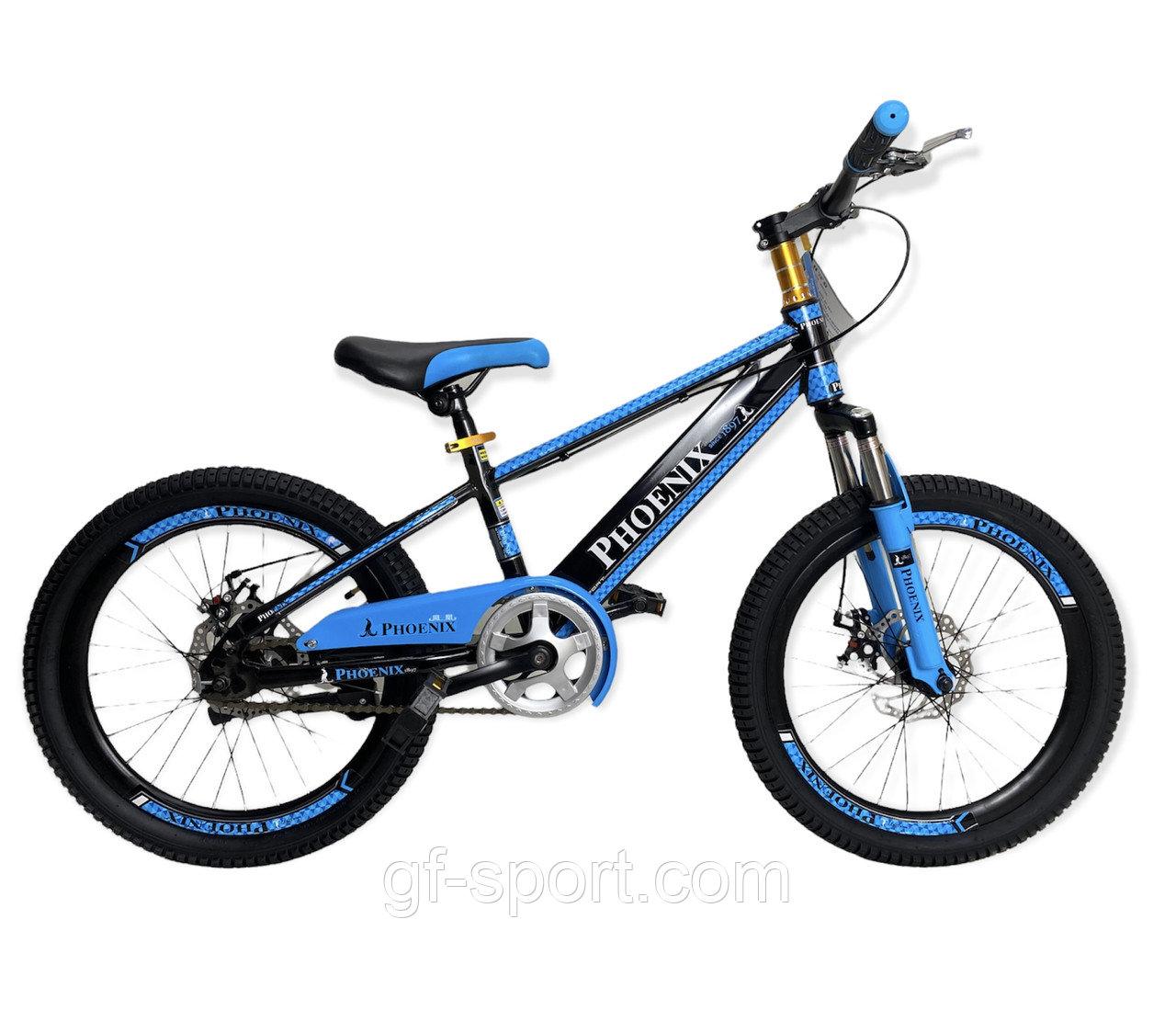 Велосипед Phoenix на дисковых тормозах синий оригинал детский с холостым ходом 20 размер (557-20)