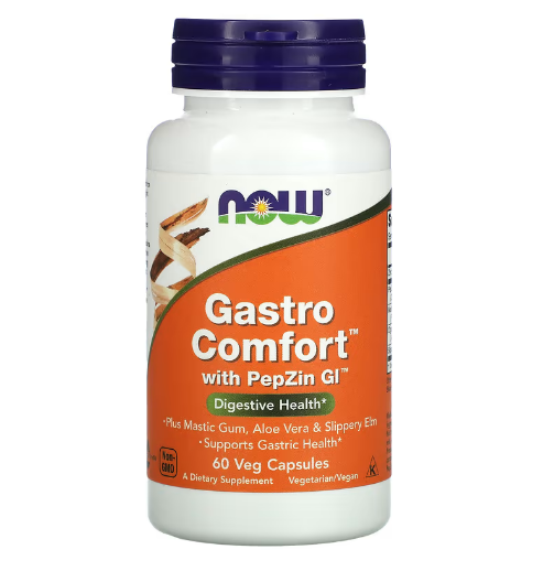 NOW Foods, Gastro Comfort с PepZin GI, 60 растительных капсул - фото 1 - id-p101162683