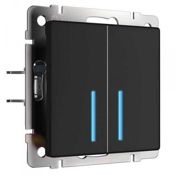 Сенсорный выключатель 2-клавишный с функцией Wi-Fi /W4520608 (черный) - фото 1 - id-p101007351