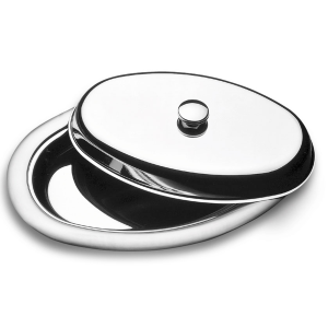 Бразилия Блюдо Rotonda 40х27см овальное с крышкой стальное