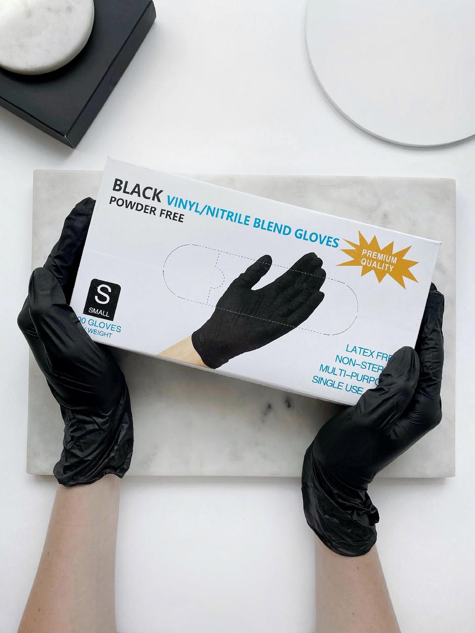 Перчатки Black VINIL/NITRILE BLEND GLOVES нитрило-виниловые (100 штук) размер S - фото 1 - id-p101190604