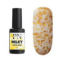 Patrisa Nail POTAL Milky base каучуковая молочная база с золотой поталью 8 мл