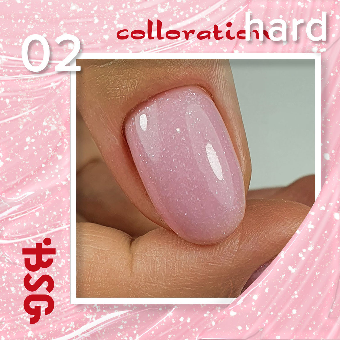 BSG Цветная жесткая база Colloration Hard №02 - Искрящийся розовый оттенок (20 мл) - фото 2 - id-p101191412