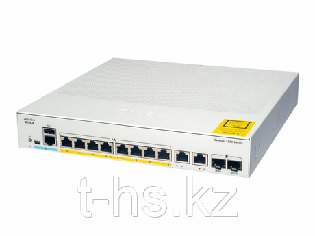 Управляемый коммутатор Cisco Catalyst 1000-8FP-E-2G-L - 8 портов PoE + Ethernet и 2 комбинированных гигабитных
