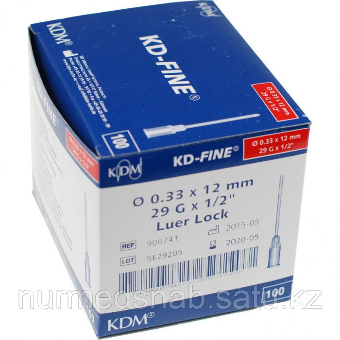 Игла одноразовая инъекционная стерильная KD-Fine 29G (0,33 х 12 мм) - фото 1 - id-p101231809